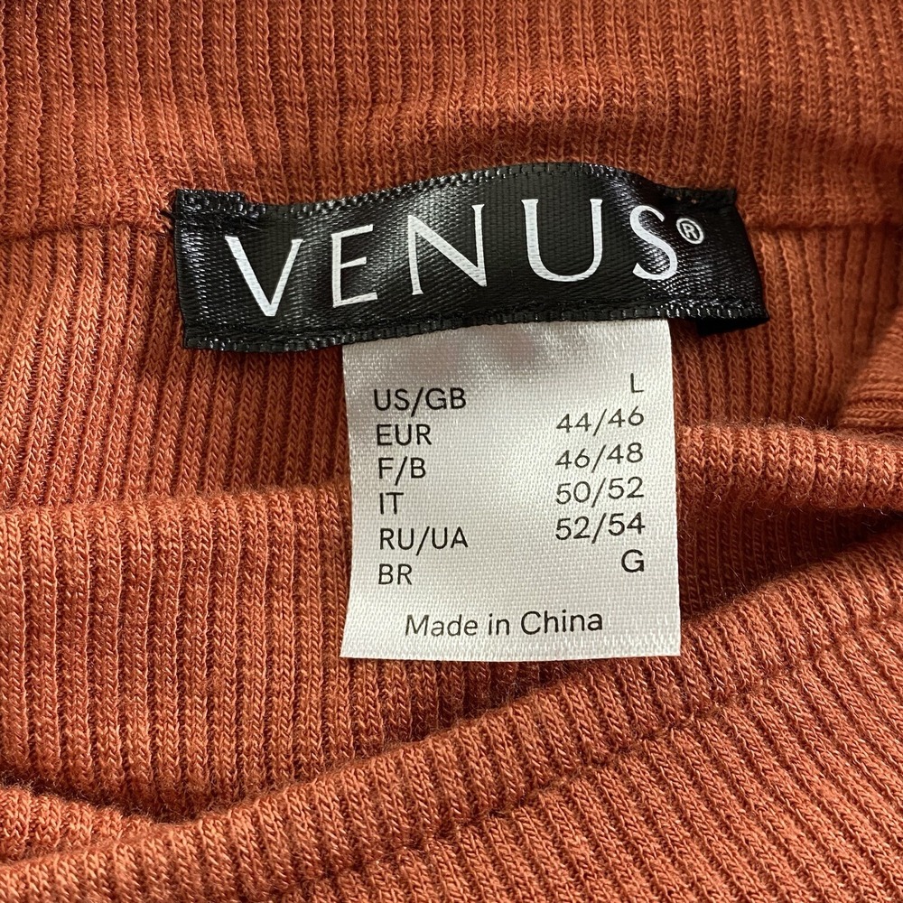 VENUS Women Cut Out Open Front Mock Neck Long Sleeve Top Sz L Orange 1-20 - Picture 10 of 12